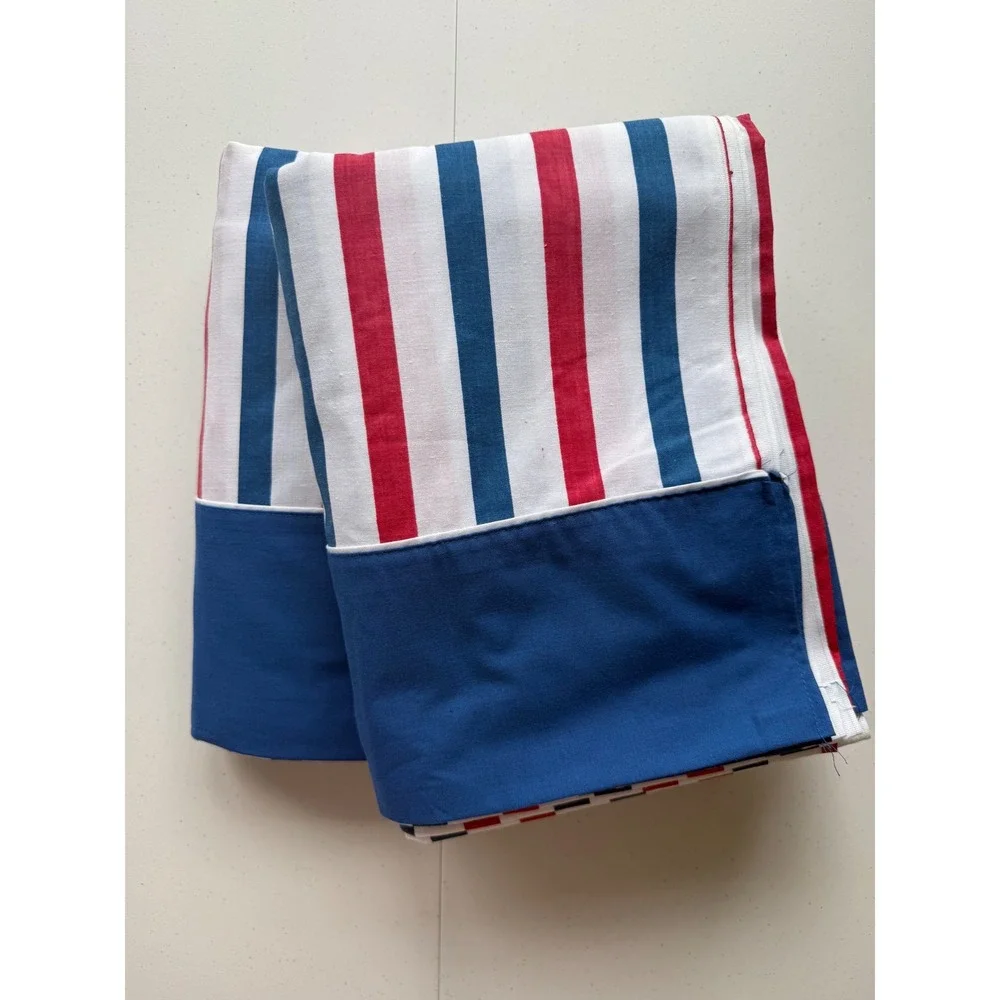 Vintage CANNON Monticello Red White Blue Stripe TWIN Flat Sheets Set Of 2 MCM